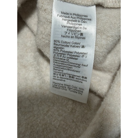 J.Crew Factory Beige Button Collar Fleece Sweatshirt Pullover Size M - Picture 8 of 8